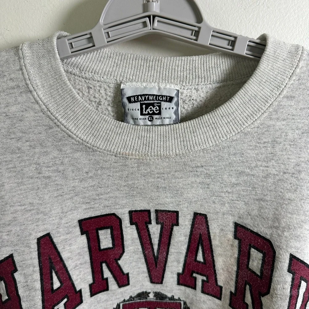 Vintage Lee Harvard University Heavyweight Sweatshirt Grey XL USA Made Classic
